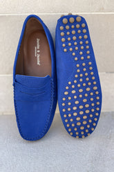 BONIFACIO – Mocassins Bride Nubuck – Homme – Bleu royal
